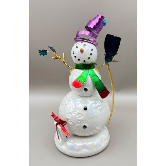 Vibrant Snowman Christmas Figurine with Metallic Glossy Accents Don Mechanic - Picture 8 of 8